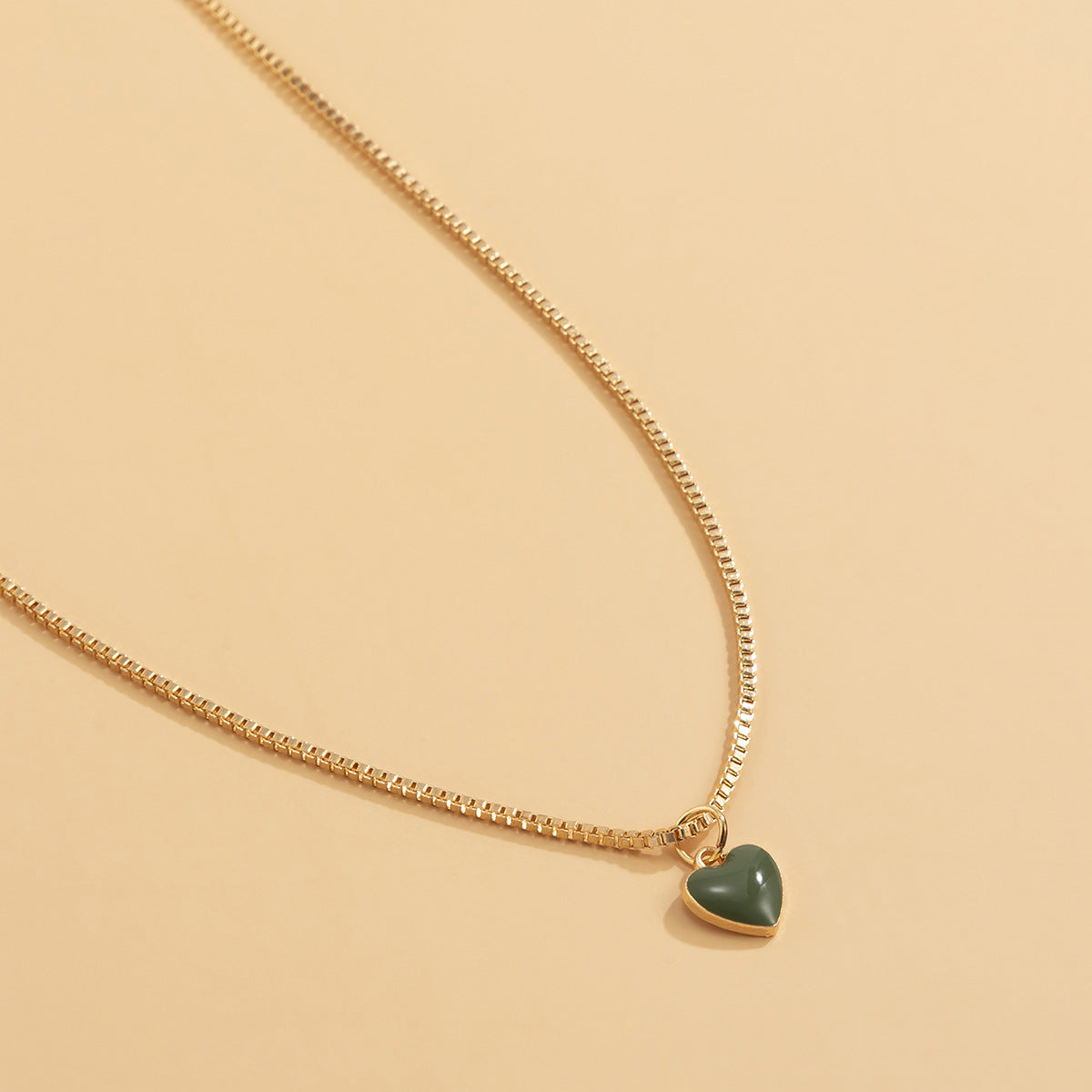 Minimalist Enamel Heart Pendant Necklace in Pastel Macaron Colors on Box Chain for Women