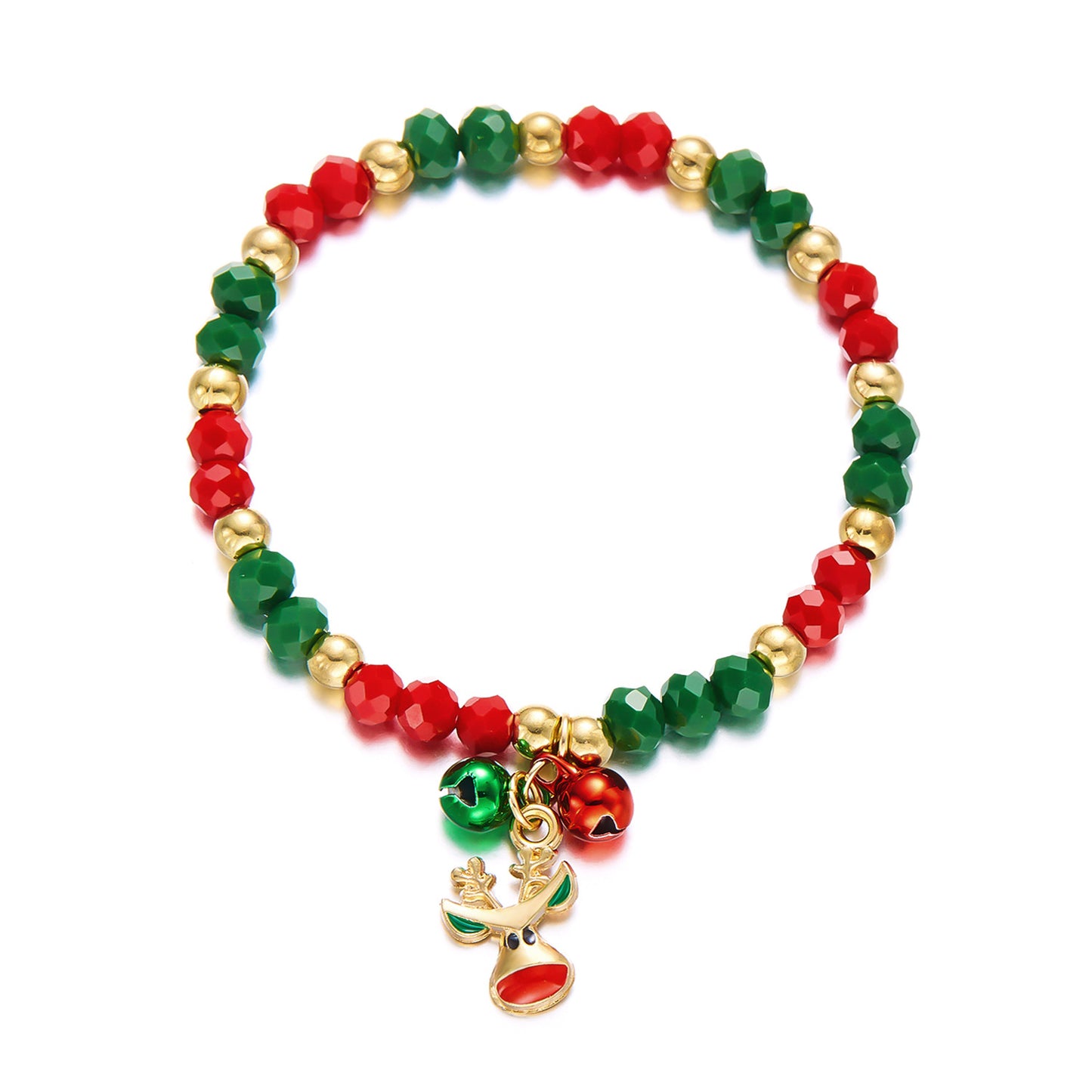 Handmade Christmas Bracelet with Alloy Beads and Crystal Accents Featuring Cartoon Character Design for Women