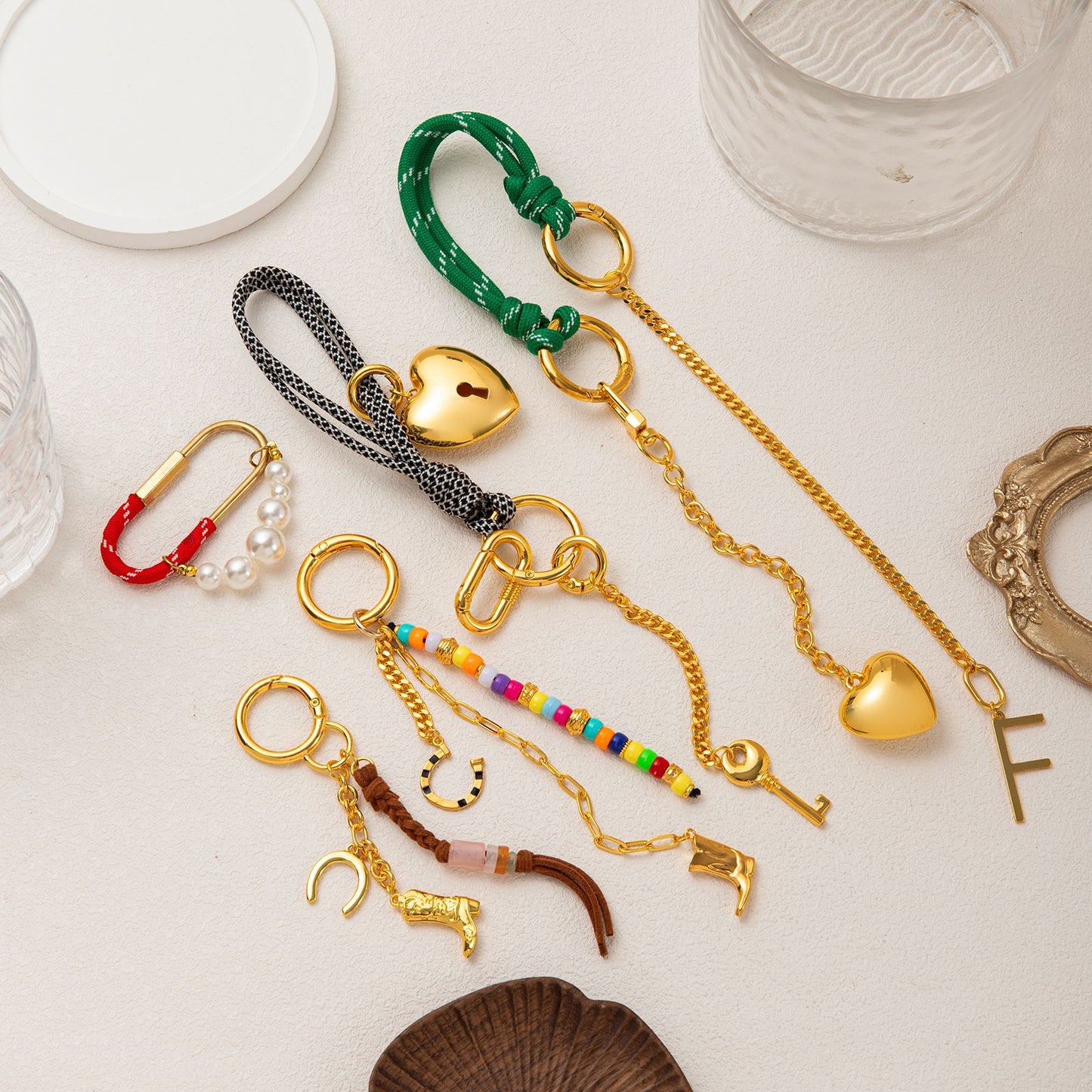 Minimalist Gradient Plated Brass DIY Charm Bar Keychain