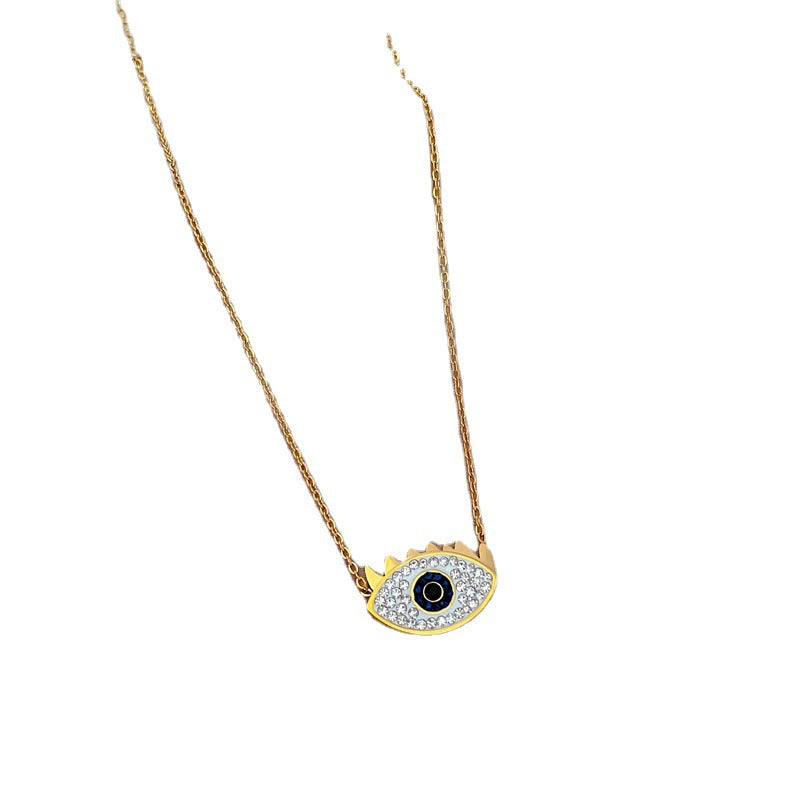 Elegante collar con colgante geométrico de acero de titanio para mujer con locket de cadena chapado en oro, delicada joya para la clavícula