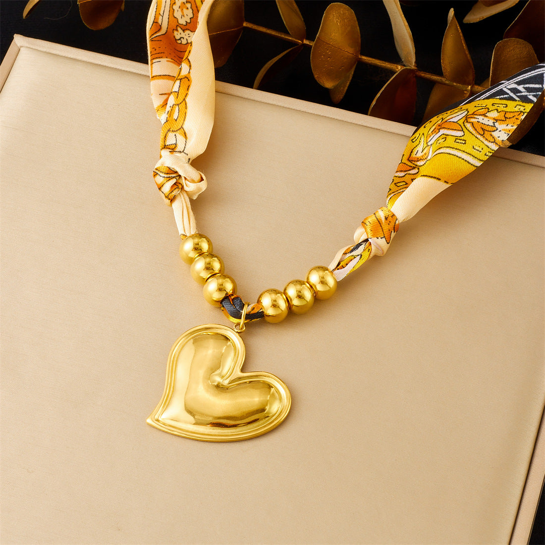 Vintage Gold Plated Stainless Steel Heart Cross Floral Pendant Necklace for Women
