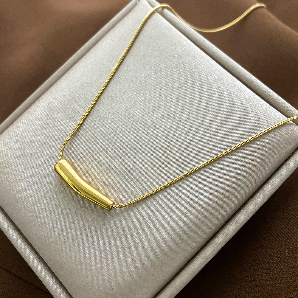 Minimalist Animal-Shaped Titanium Steel Clavicle Necklace for Women with Electroplated Finish and Irregular Design