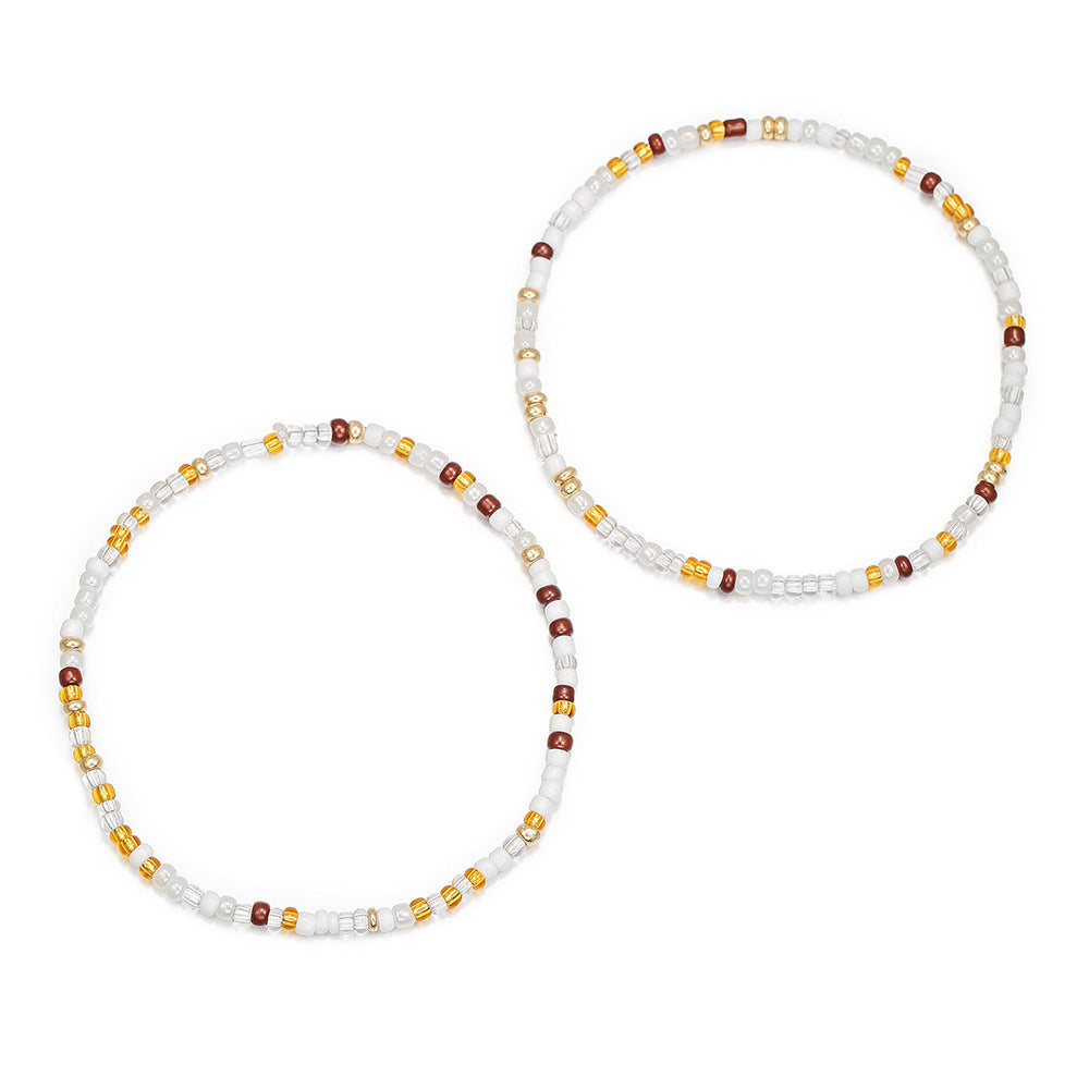 Minimalist Bohemian Geometric Glass Beads Elastic Anklet for Women