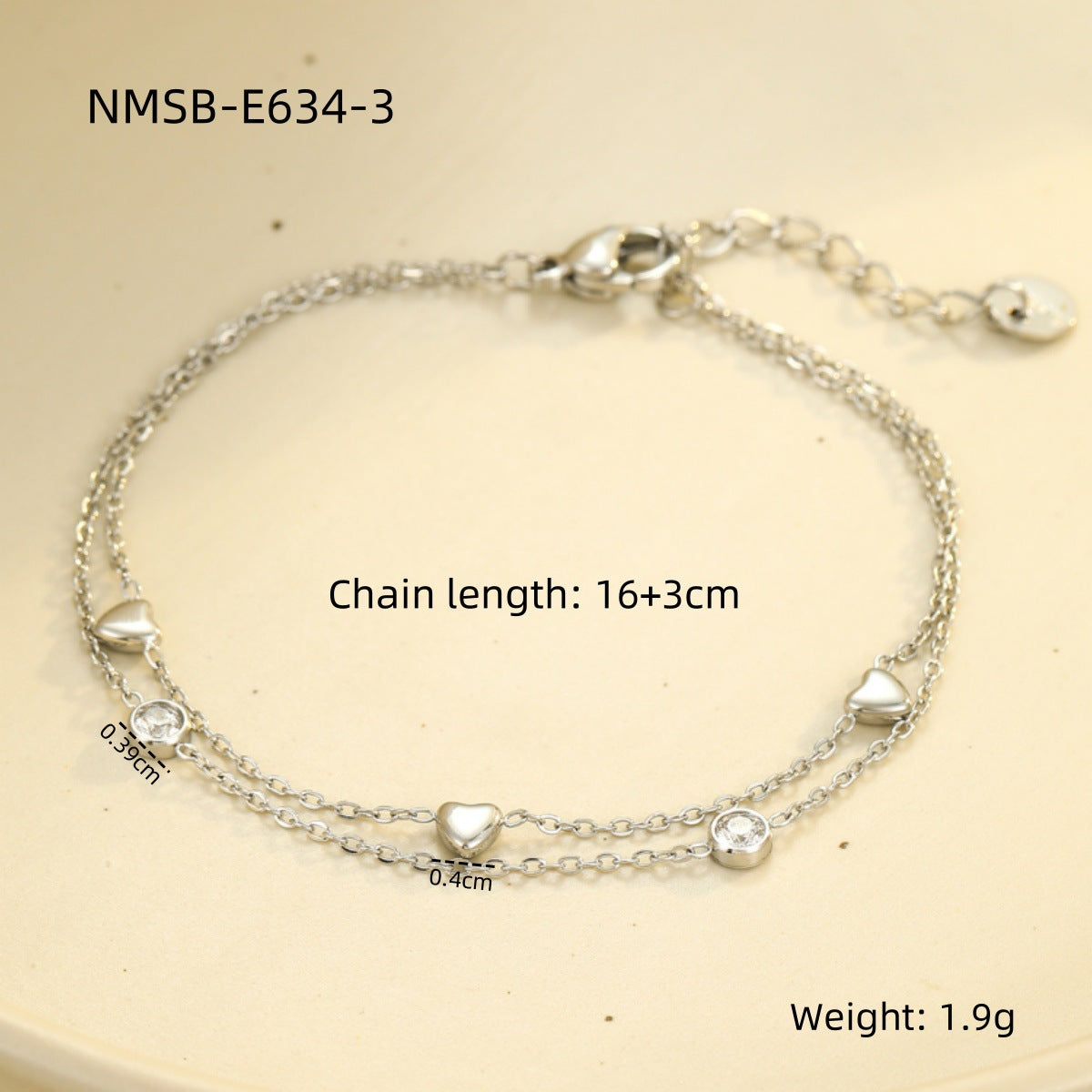 Bracciale Romantico in Acciaio Inossidabile a Cuore con Intarsio di Strass, Accessorio di Moda Minimalista per Donne