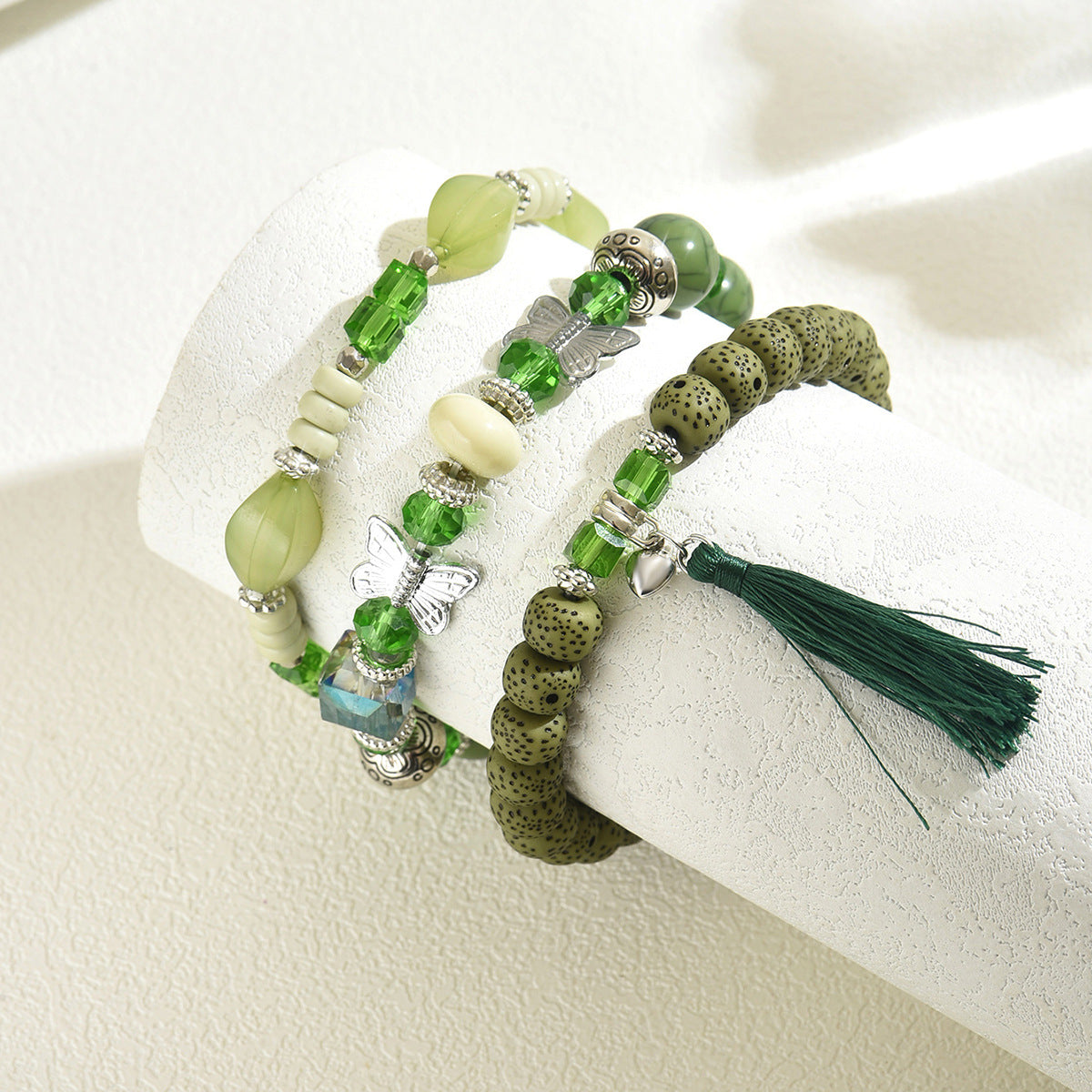 Braccialetti con perline in resina, fatti a mano, dolci e freschi, con design a fiocco per donna, accessori minimalisti con ispirazione floreale