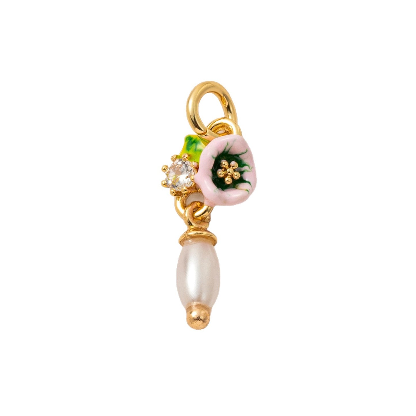 Ciondolo charm a barra vintage placcato oro 18K con pianta di frutta