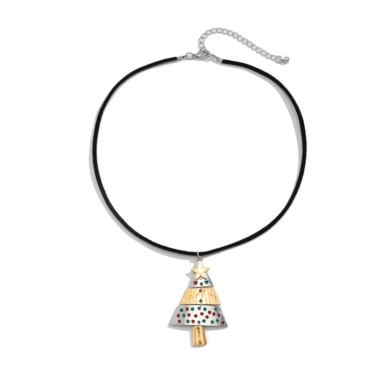 Christmas Star Pendant Necklace for Women with Geometric Shape Alloy Chain and Tassel Detail