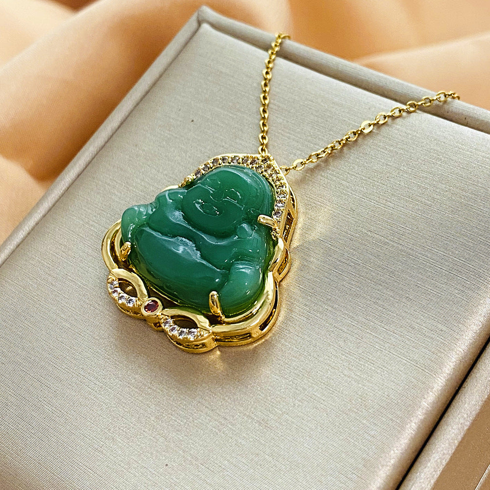 Collana Minimalista da Donna in Acciaio al Titanio a Goccia con Finitura Elettroplaccata e Catena a Maglie O