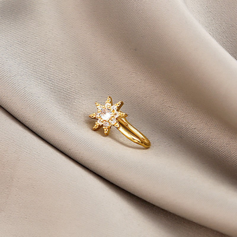Minimalist Geometric U-Shaped Nose Clip Brass 18K Gold Plated Cubic Zirconia Adjustable Charm Bar