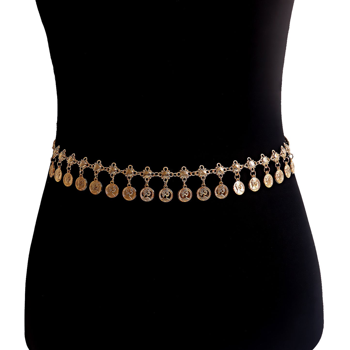 Punk Style Geometric Medallion Fringe Waist Chain for Women in Metal with Minimalist Sweet-Cool Aesthetic