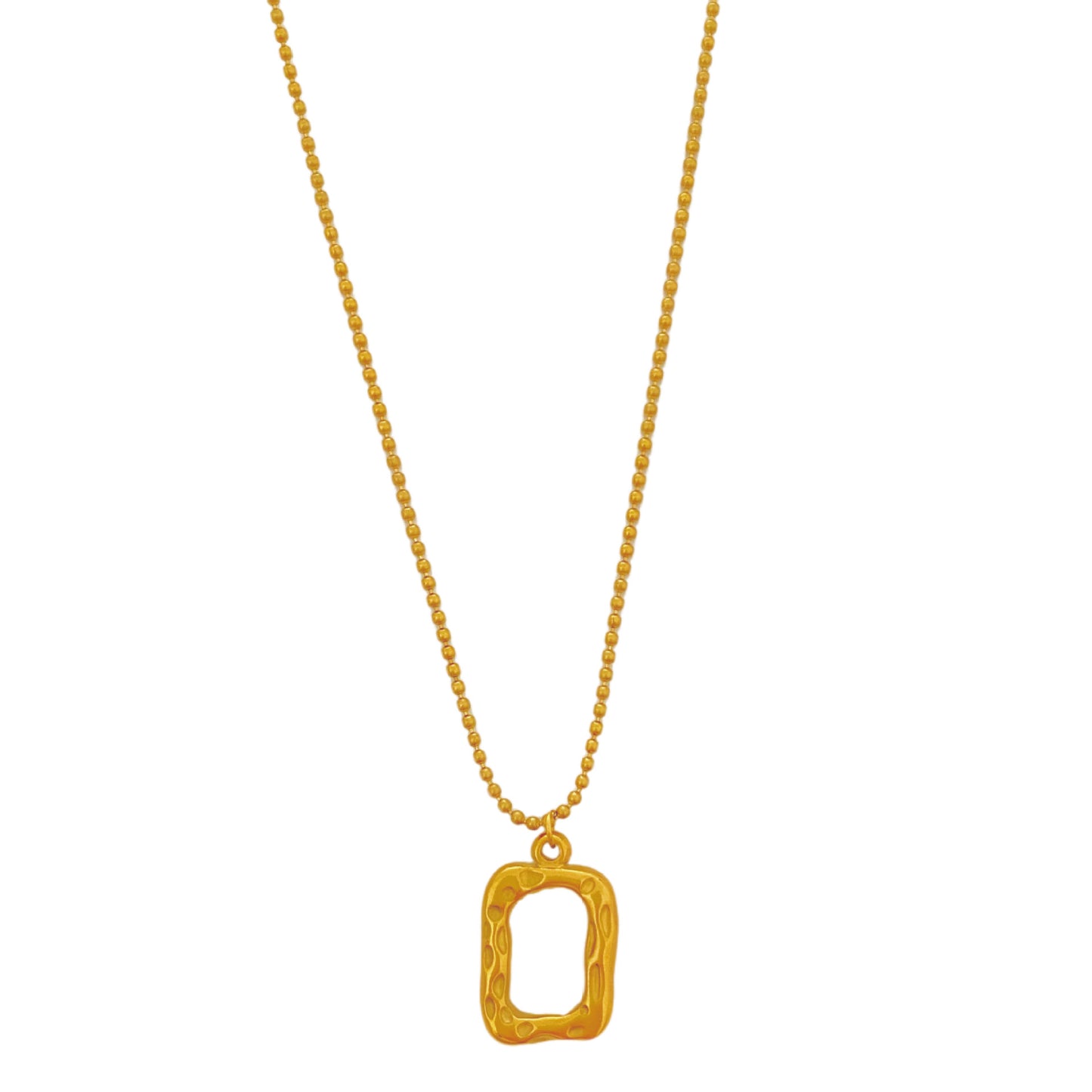 Abstract Geometric Square and Round Bead Titanium Steel Necklace Minimalist Plated Chain for Unisex