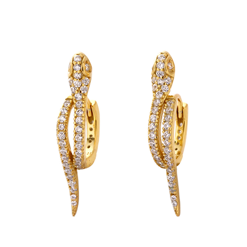 Orecchini a clip creativi a forma di animale in argento sterling S925 con intarsio di strass e finitura smaltata, unisex