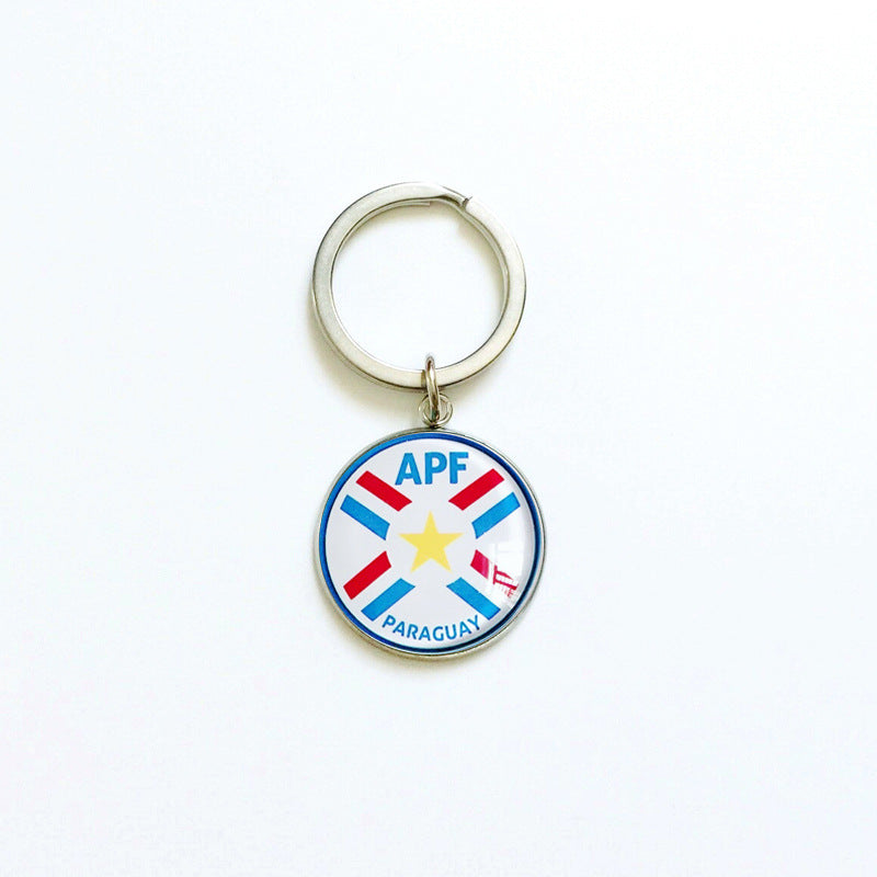 Sporty Round Stainless Steel Keychain National Football Team Souvenir Gift
