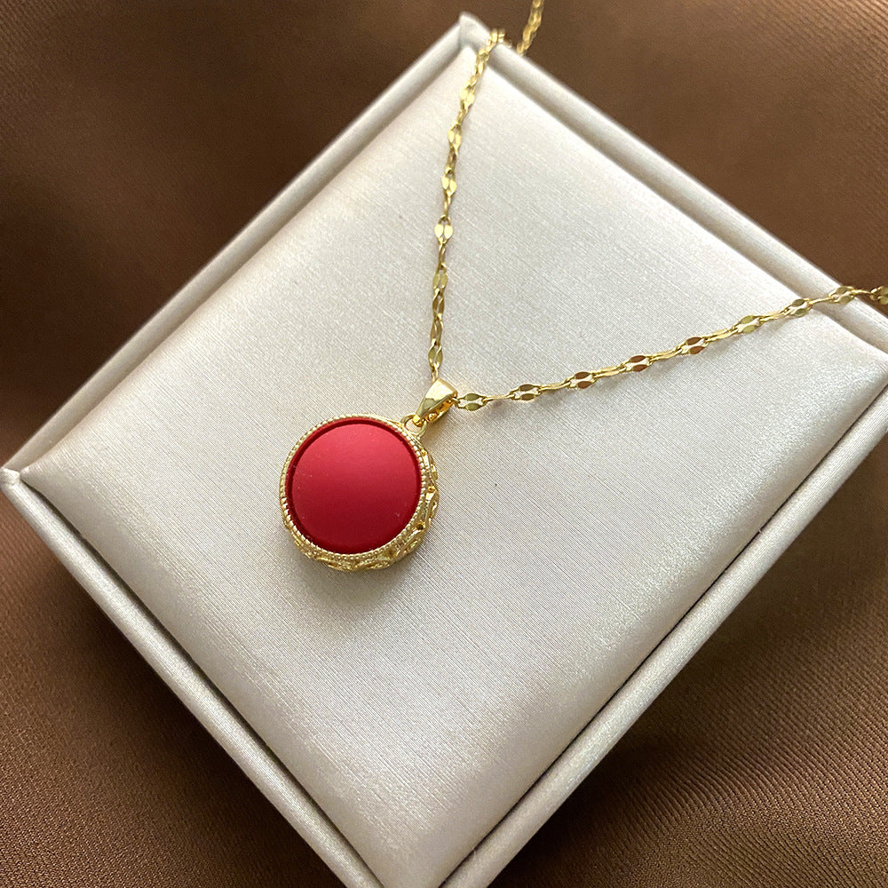 Collana Pendente Floreale Minimalista da Donna e Uomo in Acciaio al Titanio con Finitura Placcata e Catenina a Croce