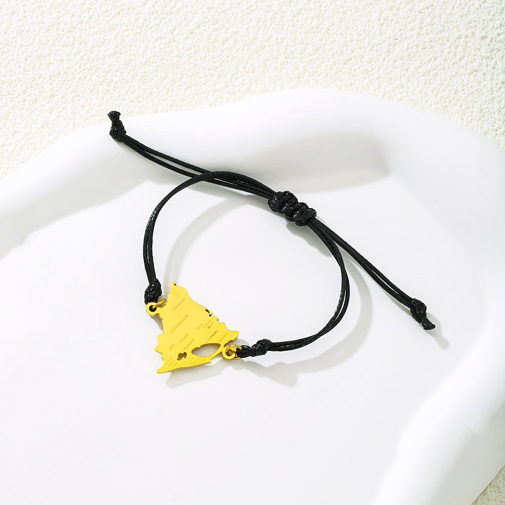 Bracciale Pendente con Lettera Placcata in Acciaio Inossidabile Geometrico Minimalista per Uomo e Donna
