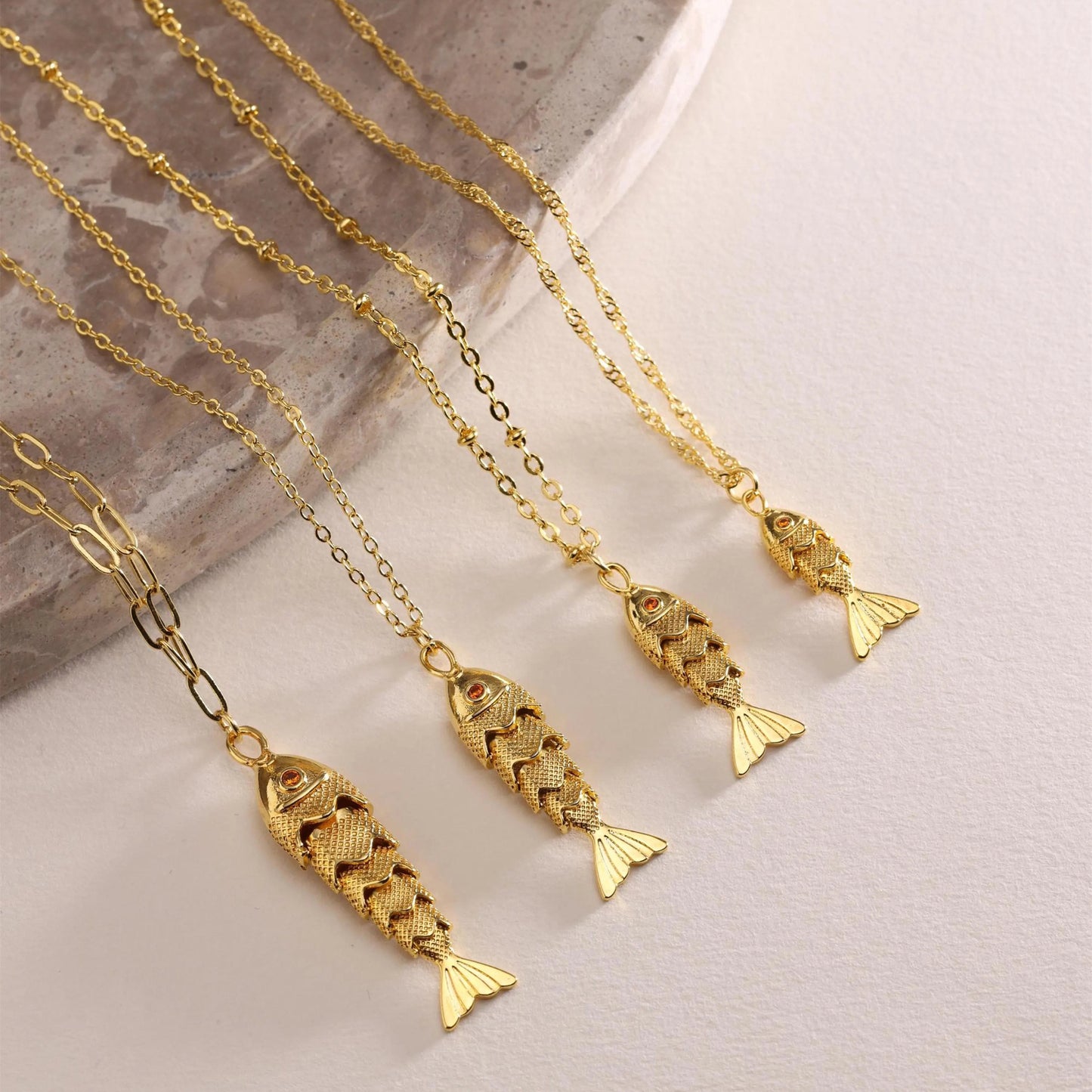 Minimalist Koi Fish Pendant Necklace for Women and Men, Copper Plated Necklace with Animal Shape Design