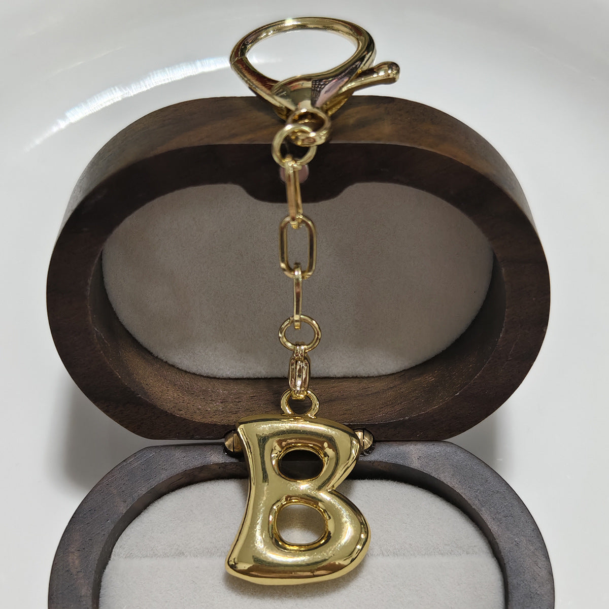 Minimalist 18K Gold Plated Letter Pendant Keychain for Brass