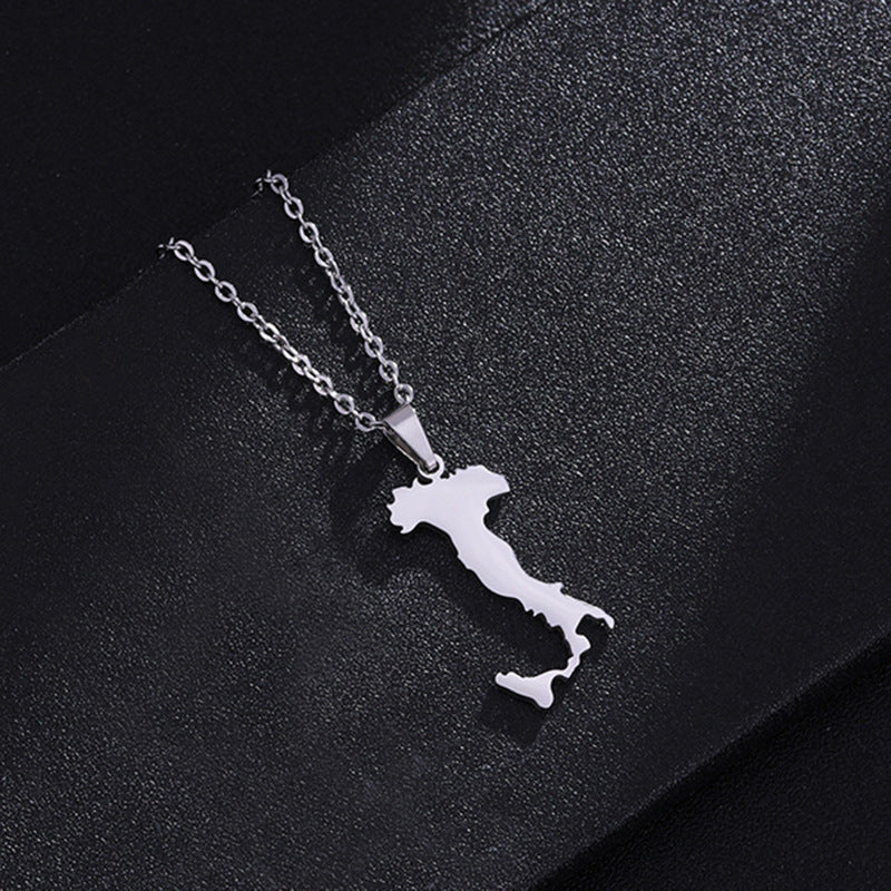 Collana pendente geometrica stile etnico in acciaio inossidabile con finitura placcata per donne e uomini, collana a strati a catena O minimalista