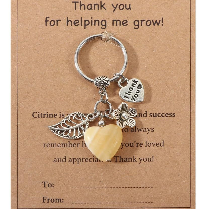 Vintage Heart Crystal Agate Alloy Keychain Charm