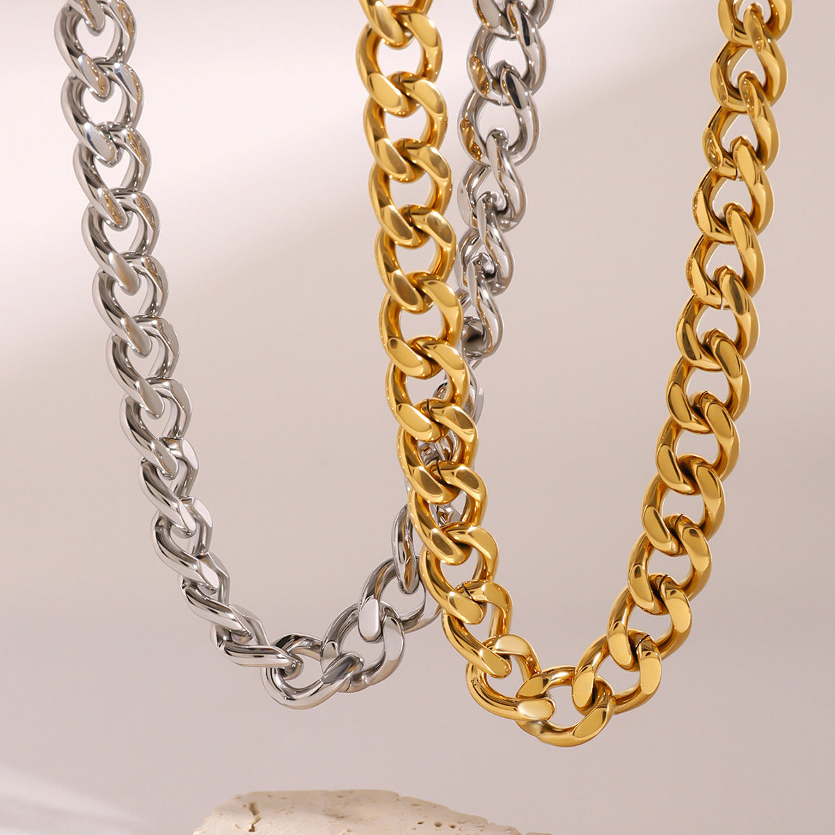 Collana a Catena in Acciaio Inossidabile Placcato Geometrico da Donna