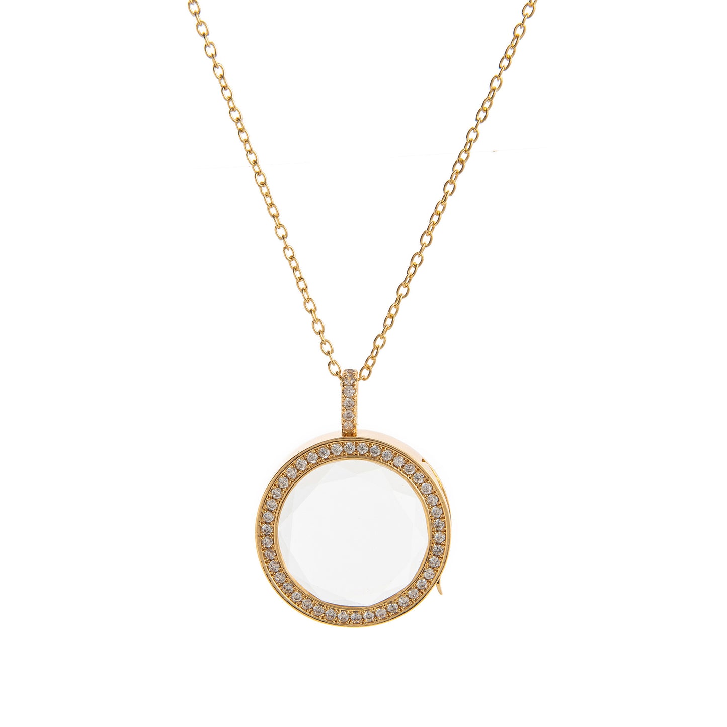 Vintage 14K Gold Plated Brass Geometric Round Locket Charm Bar for DIY Necklace
