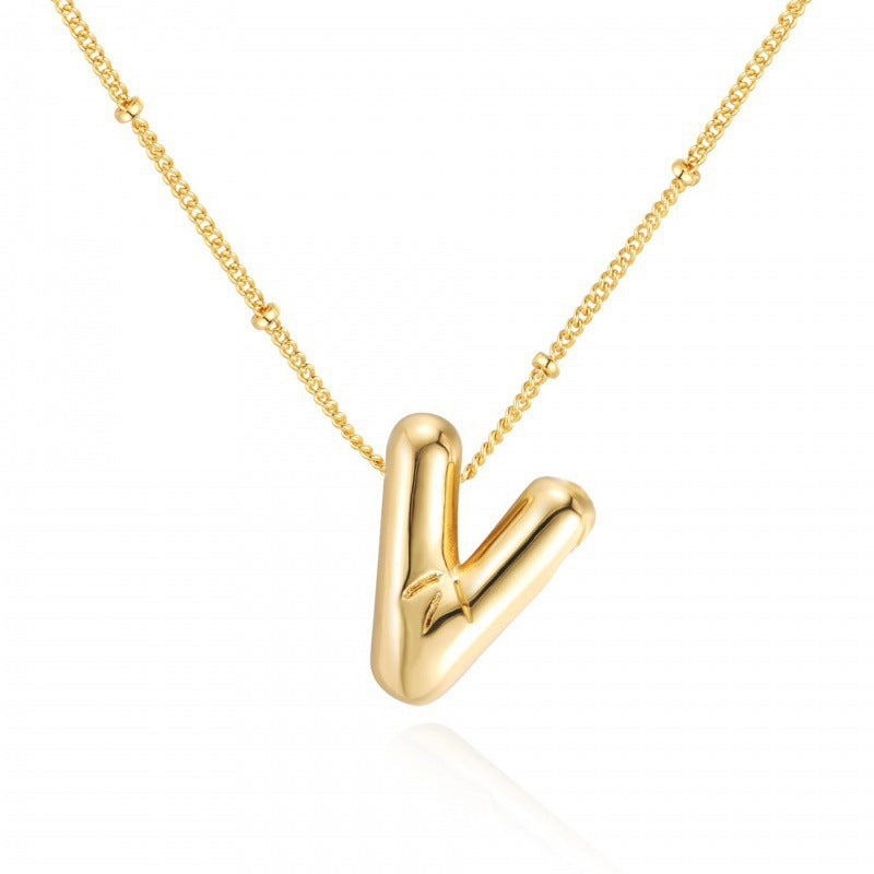 Gold Plated Brass Letter Pendant Necklace for Women