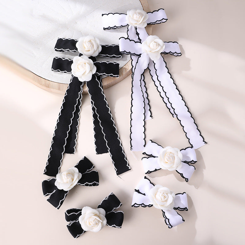 Natural Style Bow-Shaped Hair Clip for Girls with Ruffled and Mesh Details, Fabric Construction, Spring Clip Closure