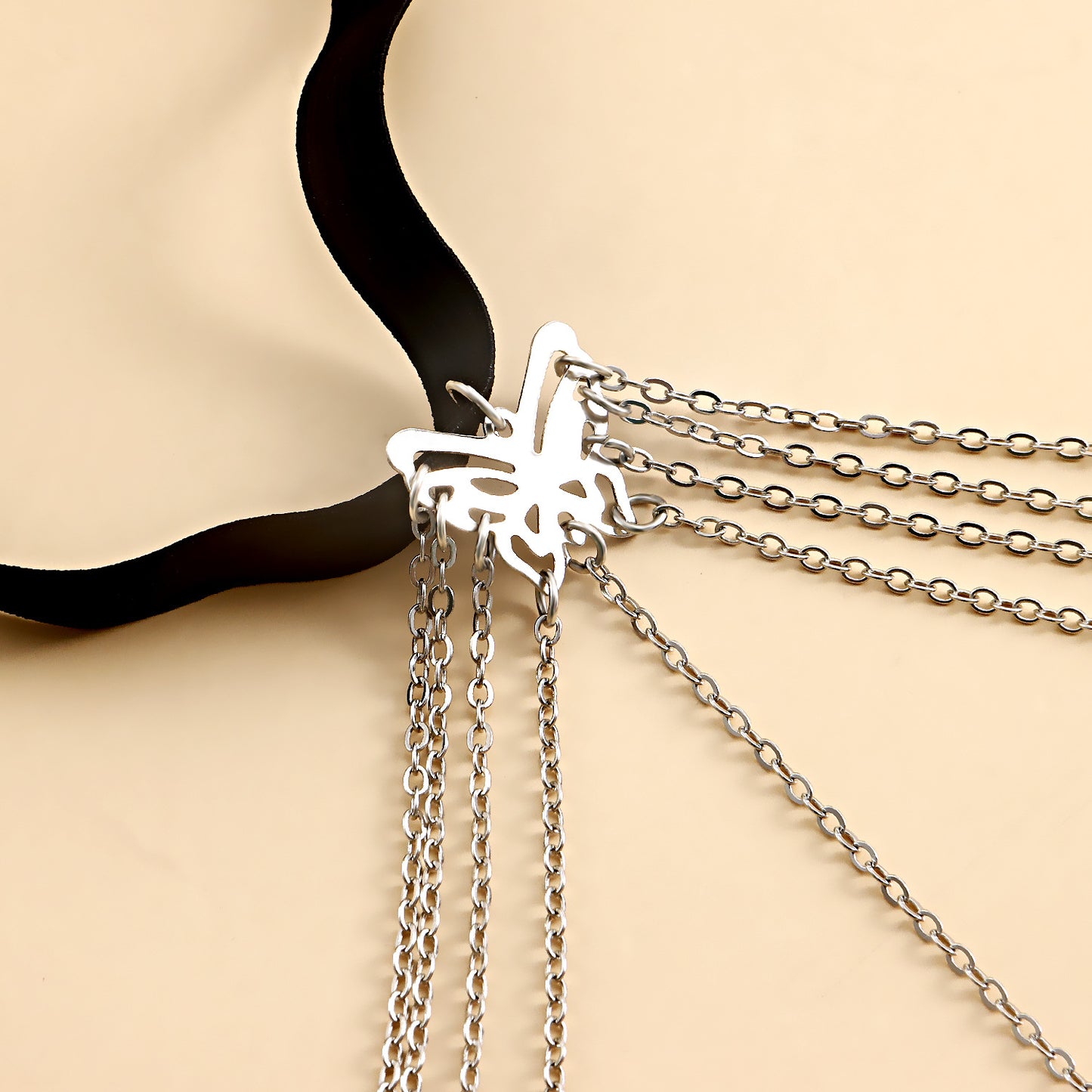 Punk Hollow Butterfly Cross Body Chain for Women