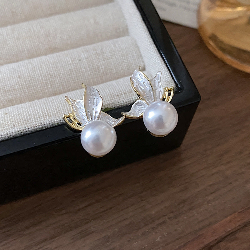 Eleganti Orecchini a Perno da Donna in Stile Francese Vintage con Zirconi Geometrici e Perle Imitazione