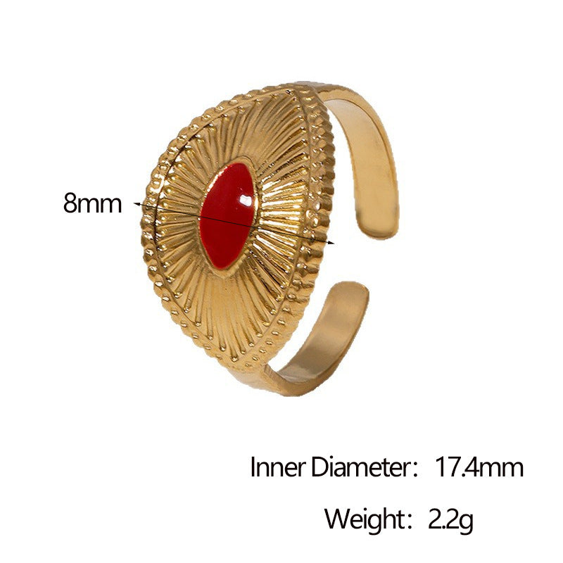 Anello Aperto Geometrico Vintage Minimalista Placcato Oro 18K in Acciaio Inossidabile per Donna