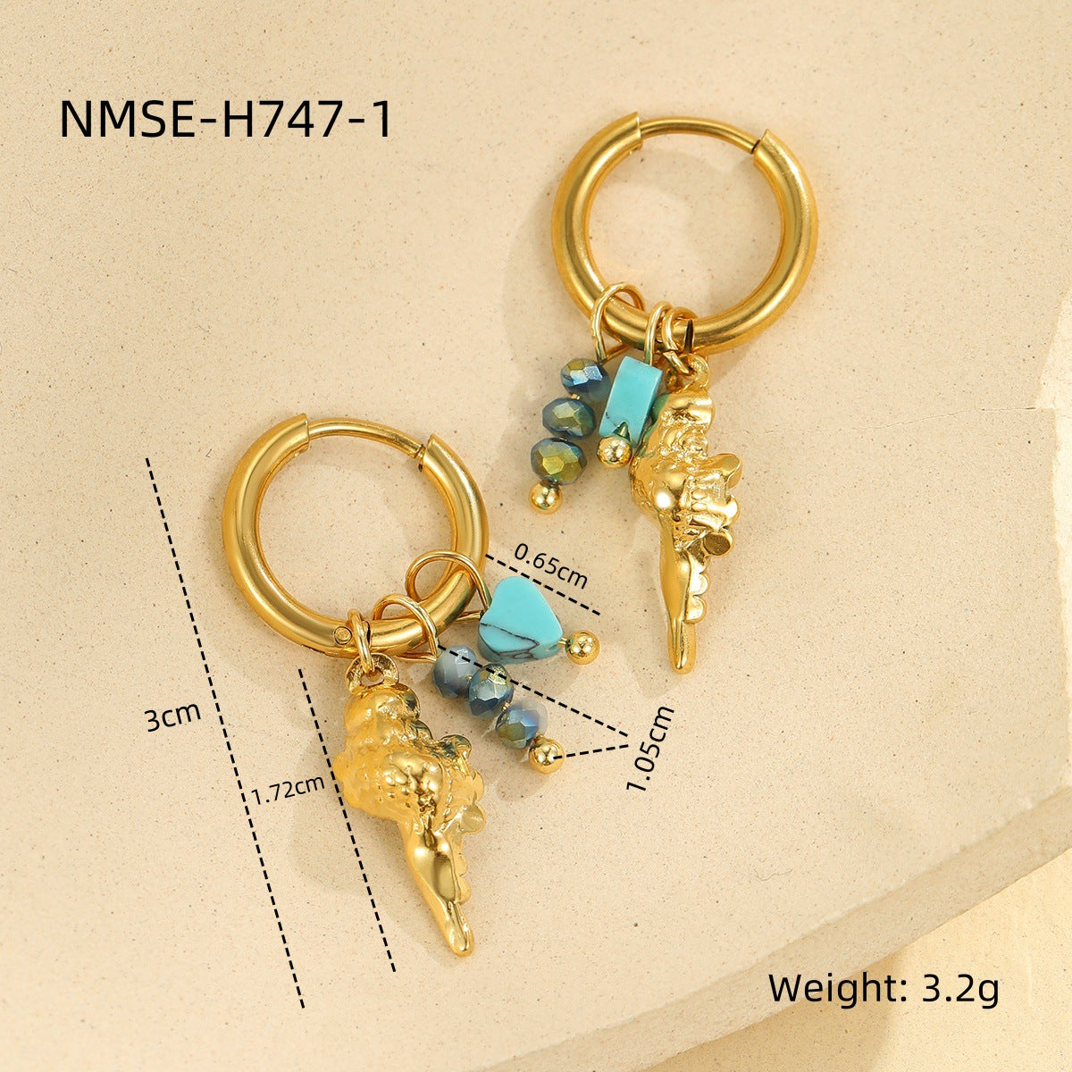 Pendientes de Acero Inoxidable de Estrella de Mar, Inspiración Marina, con Forma Geométrica y Acabado Chapado para Mujer