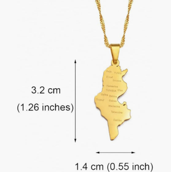 Minimalist Map City Pendant Necklace for Unisex in Stainless Steel with Titanium Steel Charm and Electroplated Finish