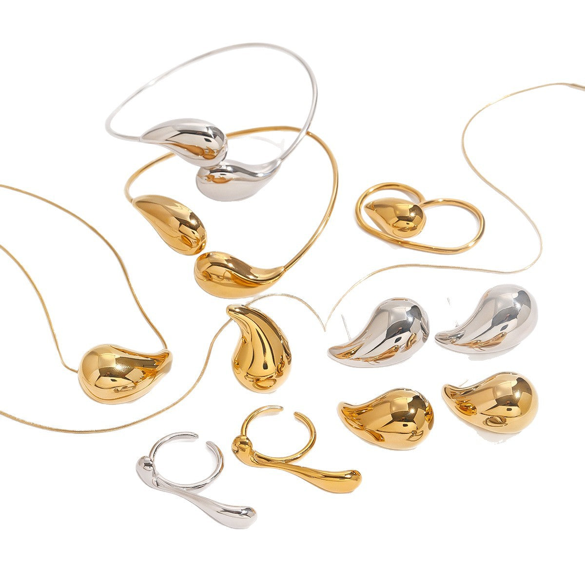 Elegant Teardrop Geometric Plated Stainless Steel Earrings for Women