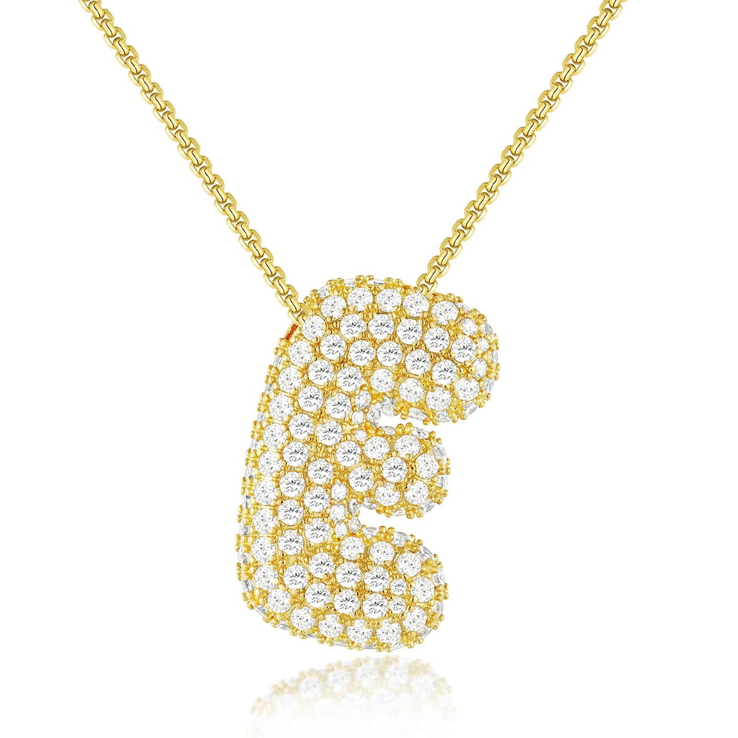Luxury Elegant Gold Silver Plated Brass Letter Pendant Necklace with Cubic Zirconia for Women