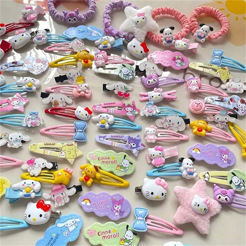 Cute Bowknot Hair Clip Set for Girls with Ruffled and Mesh Details Polyester Hair Accessories for Bangs and Side Hair Styling