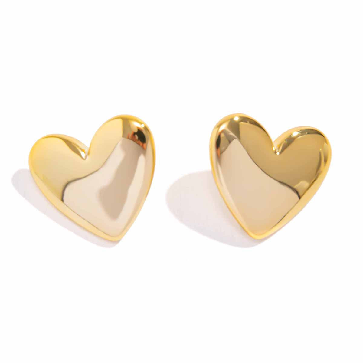 Sweet Minimalist Geometric Heart Plated Stainless Steel Earrings for Women
