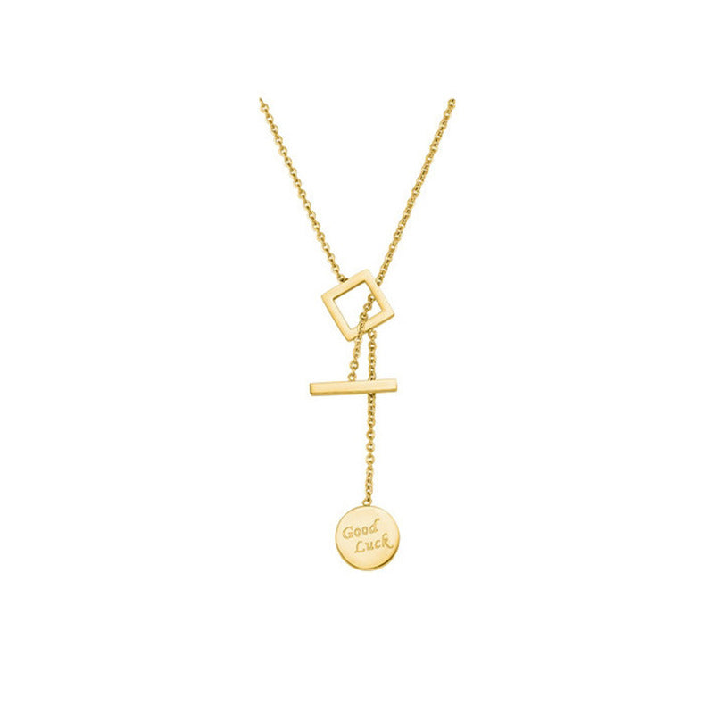 Minimalist Letter-Shaped Titanium Steel Pendant Necklace with Plated Finish for Women O-Chain Clavicle Necklace