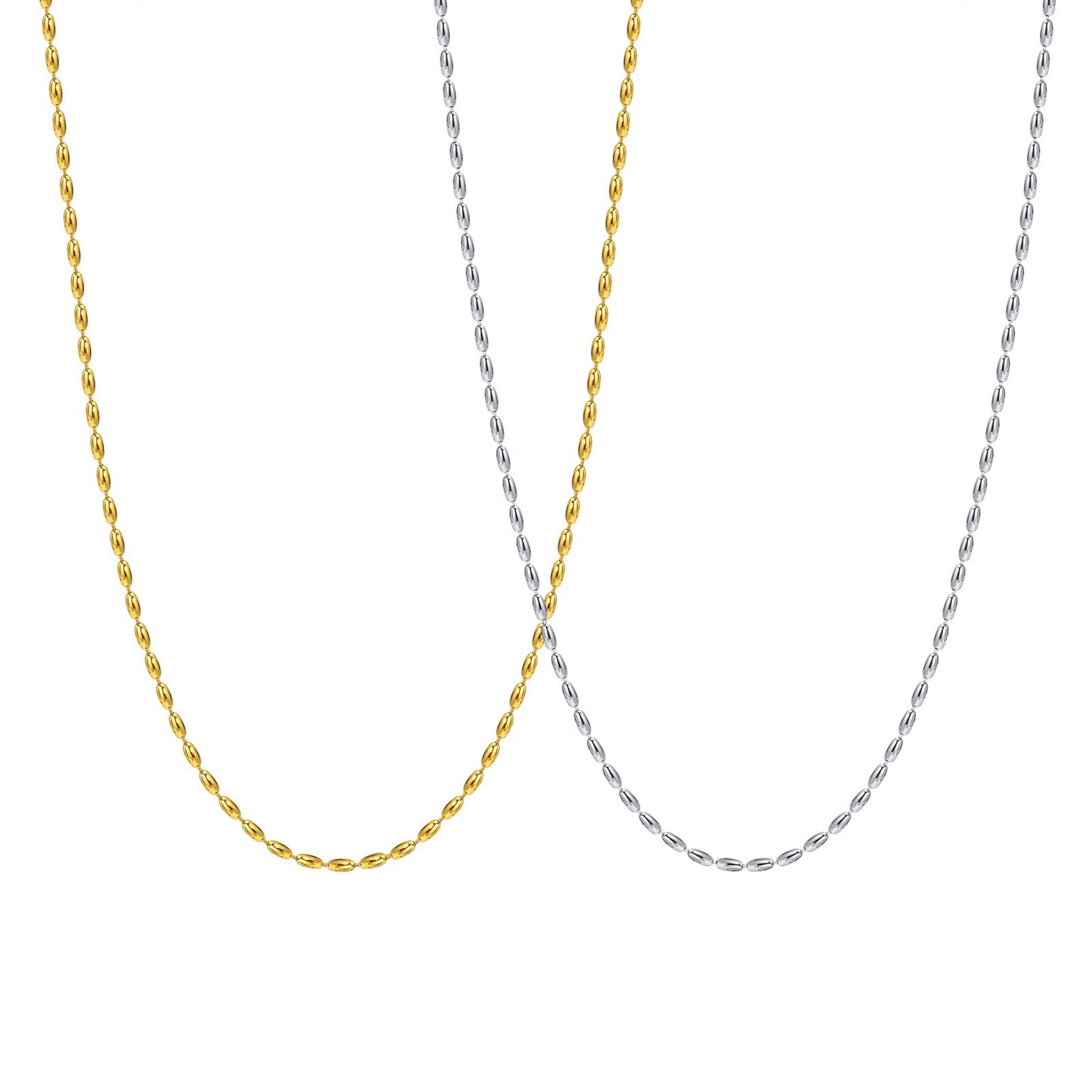 Elegante collana con ciondolo ovale a covone di grano in acciaio al titanio con placcatura in oro 18K per donna
