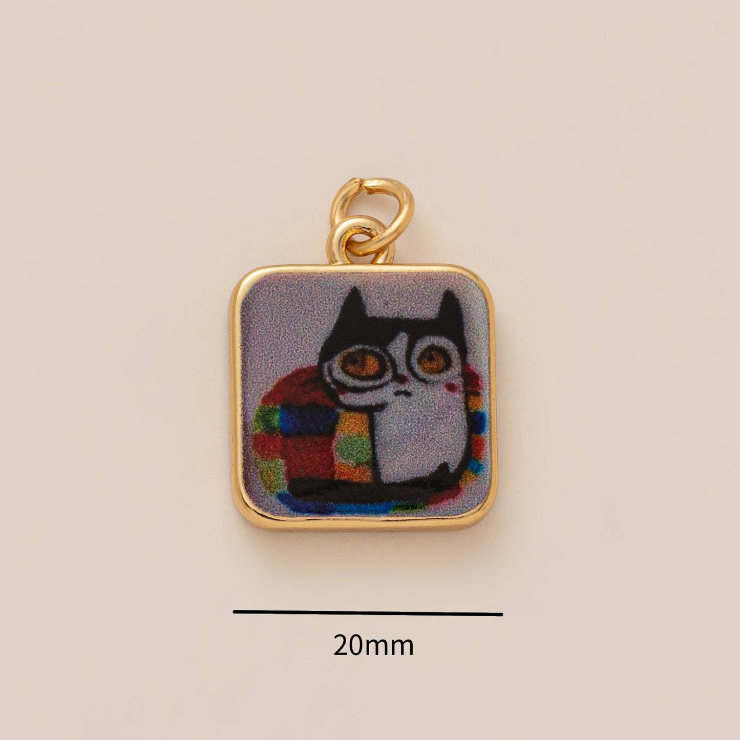 Vintage Plated Brass Cat Animal Charm Bar Pendant Unisex DIY Jewelry Accessory