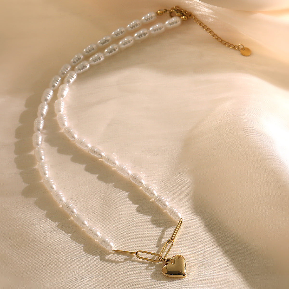 Collana Pendente Minimalista a Cuore in Acciaio Inossidabile con Placcatura in Oro 18K da Donna