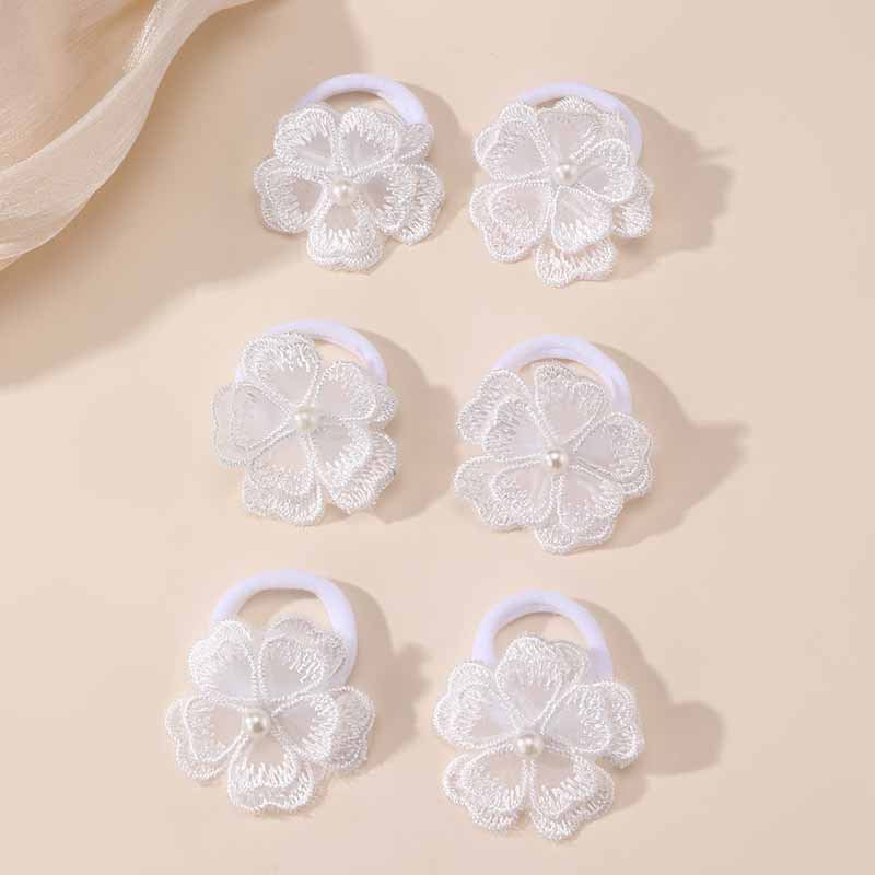 Pinza de pelo de mariposa de dibujos animados para niños hecha de tela de red con textura de punto estilo macaron pastel