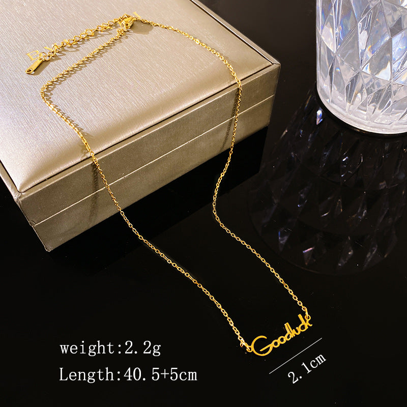 Minimalist Titanium Steel Letter Necklace Plated Cable Chain Unisex Jewelry