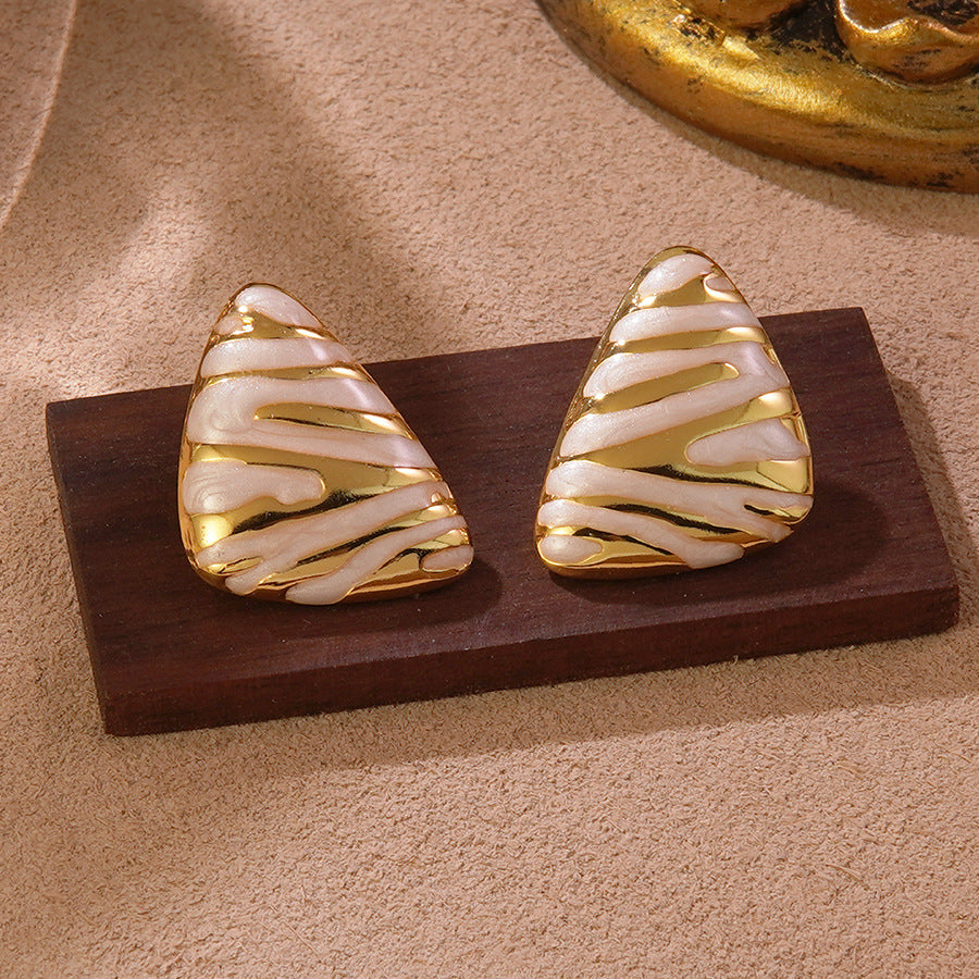 Elegant Drip Oil Triangle Geometric Stainless Steel Stud Earrings