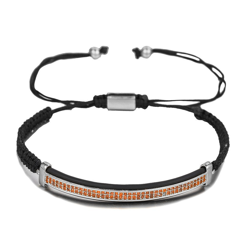 Minimalist Hip-hop Handmade Brass Micro-inlaid Cubic Zirconia Moon Geometric Bracelet