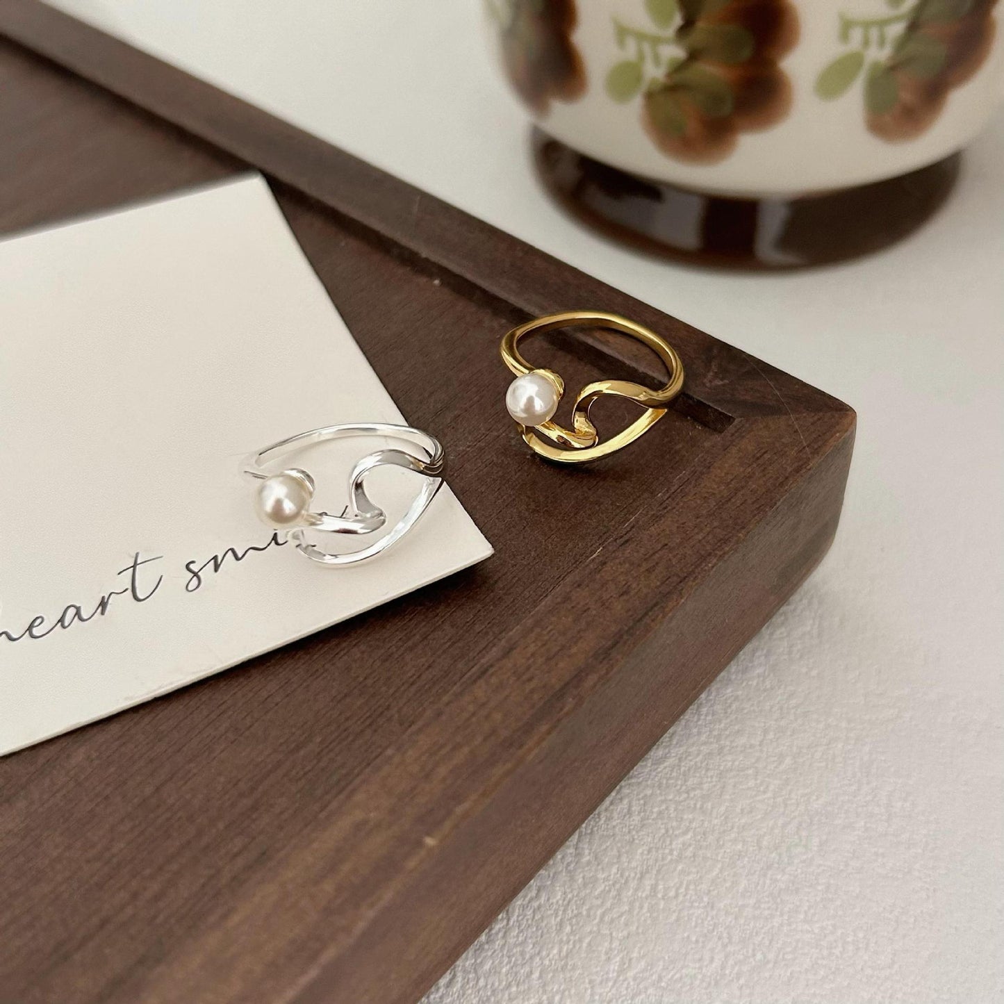Minimalist Heart-Shaped S925 Sterling Silver Ring with Inlaid Silver Accent for Women