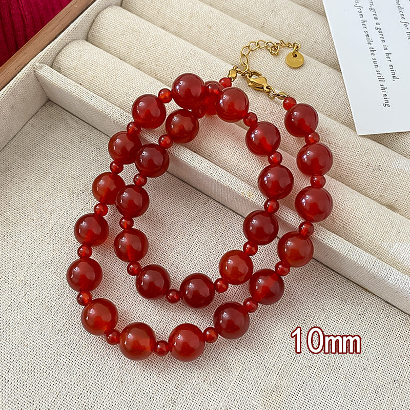 Sporty Sweet Titanium Steel Plated Beaded Necklace with Brass Pendant