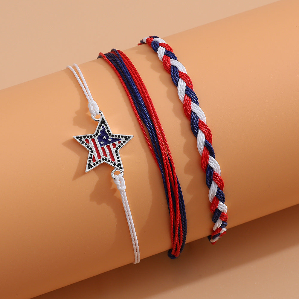 Set di bracciali con ciondoli a stella placcati in lega di zinco in stile streetwear da donna