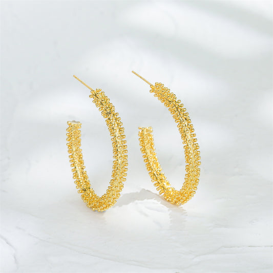 Geometric Fashion Earrings for Women with Copper Base and 14K Gold Plating, Hypoallergenic 925 Silver Posts