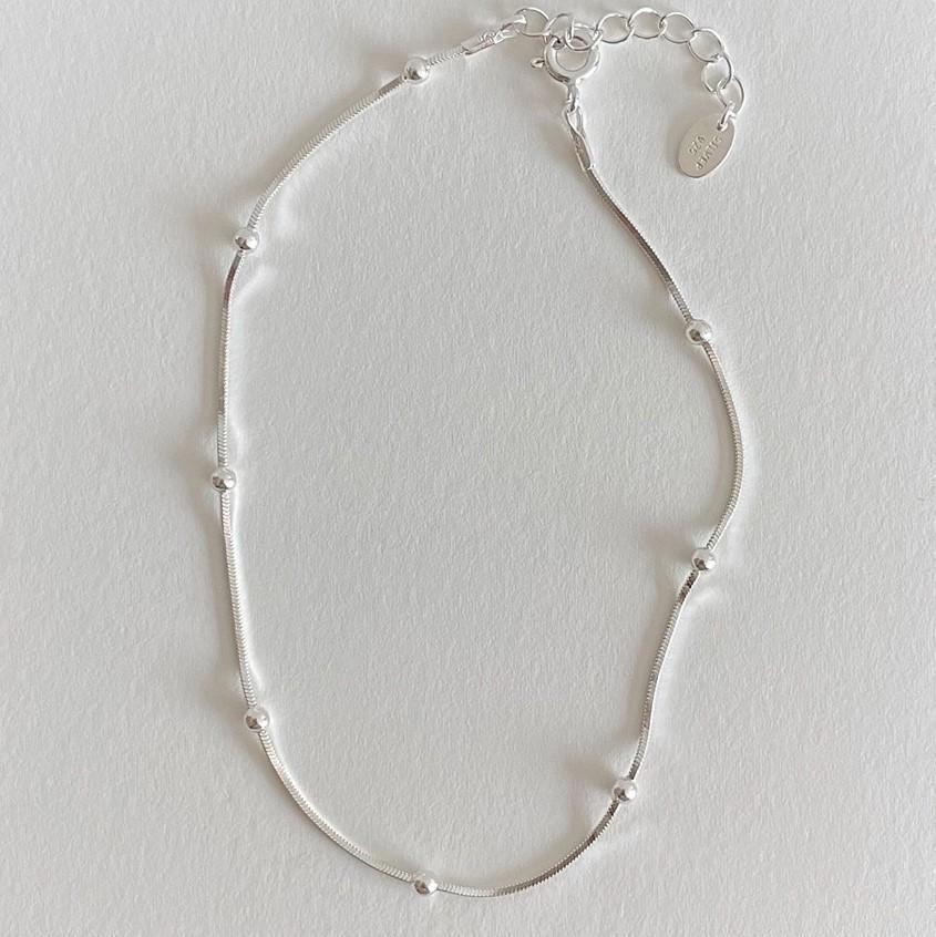 Minimalist Star-Shaped 925 Sterling Silver Anklet with Beaded Accents and Electroplated Finish