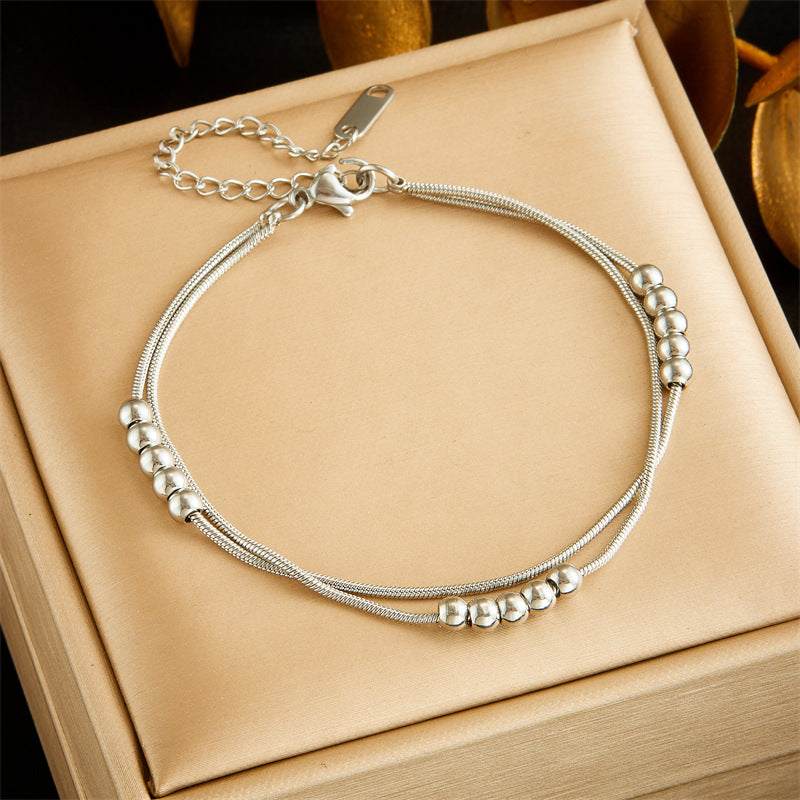 Vintage Elegant Round Star Stainless Steel Plated Rhinestone Bracelet with Lightning and Blue Eye Charms